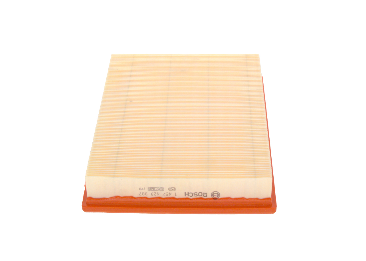 BOSCH Luftfilter 1457429987 Filterindsats length_mm_203|Længde [mm]|285 width_mm_206|Bredde [mm]|213 height_mm_209|Højde [mm]|53 53mm for VOLVO ROLLS