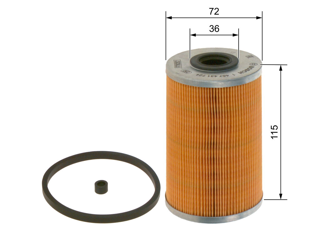 BOSCH Brændstof-filter 1457431724 Filterindsats diameter_mm_200|Diameter [mm]|71,5 inner_diameter_1_mm_995|Inder diameter 1 [mm]|36 inner_diameter_2_m