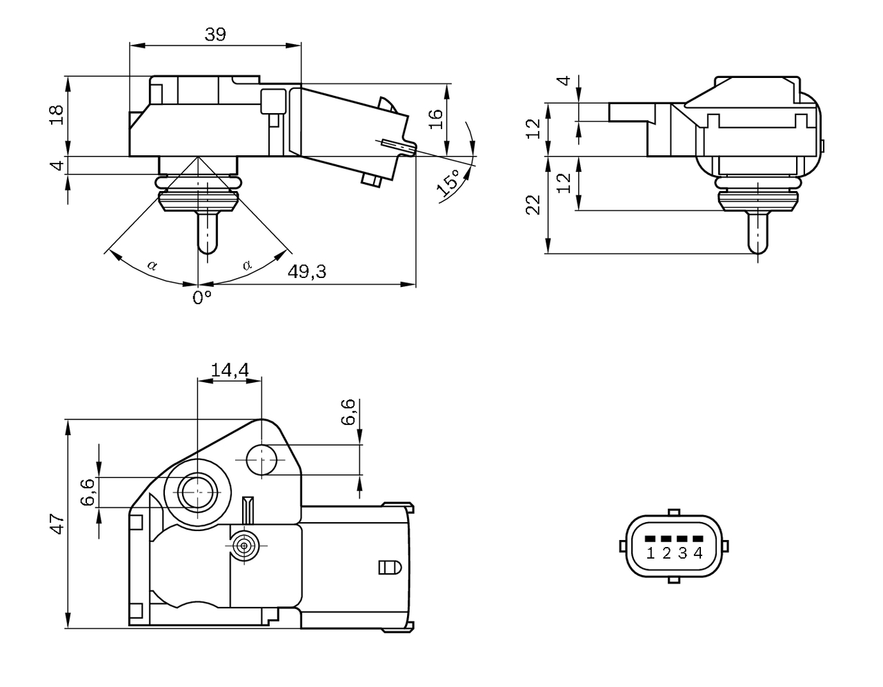 BOSCH Sensor, brændstoftryk 0261230110 for VOLVO LAND ROVER (CHERY)