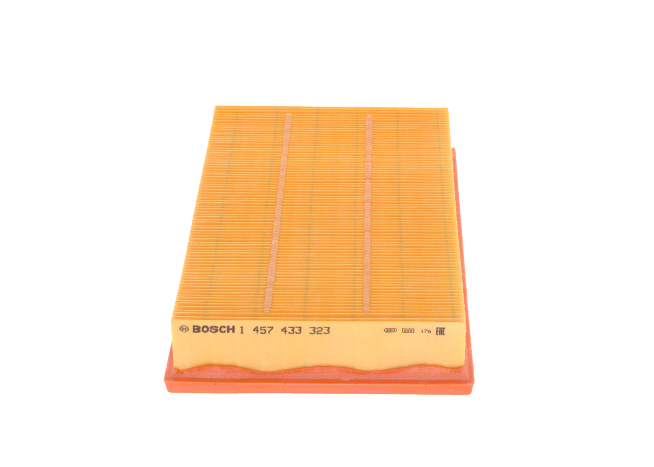 BOSCH Luftfilter 1457433323 Filterindsats length_mm_203|Længde [mm]|284 width_mm_206|Bredde [mm]|190 height_mm_209|Højde [mm]|50 quantity_563|Mængde|1