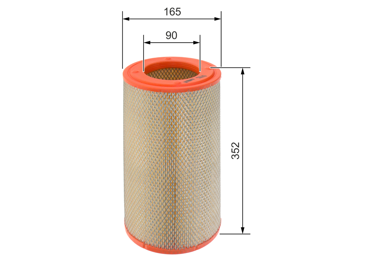 BOSCH Luftfilter 1457433332 Filterindsats outer_diameter_mm_497|Yderdiameter [mm]|165 diameter_1_mm_341|Diameter 1 [mm]|90 height_mm_209|Højde [mm]|35