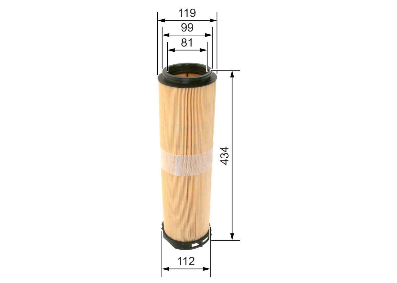 BOSCH Luftfilter 1457433333 Filterindsats outer_diameter_mm_497|Yderdiameter [mm]|119 height_mm_209|Højde [mm]|432 432mm for MERCEDES-BENZ