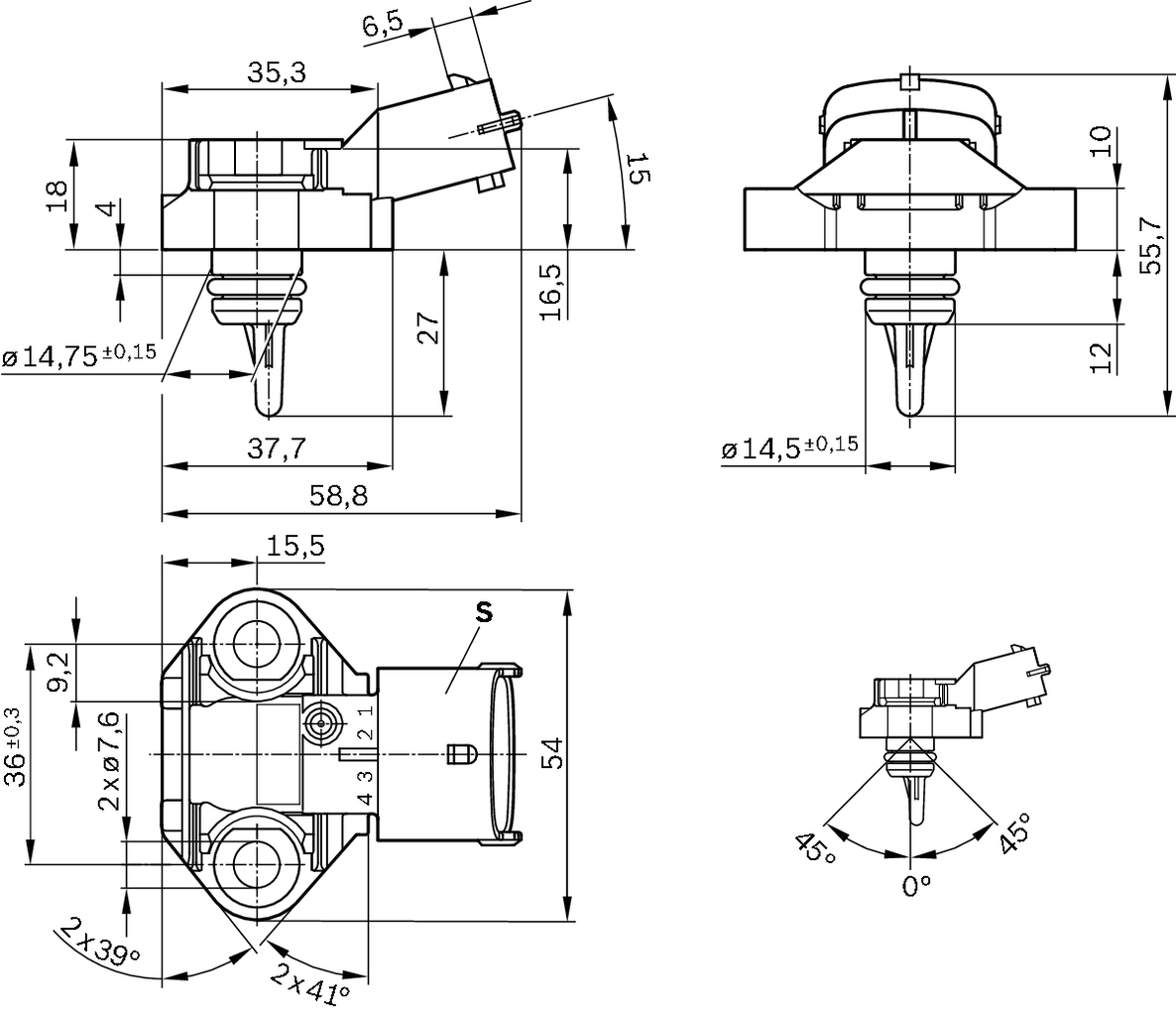 BOSCH Sensor, brændstoftemperatur 0 261 230 249 for OPEL VAUXHALL MAN