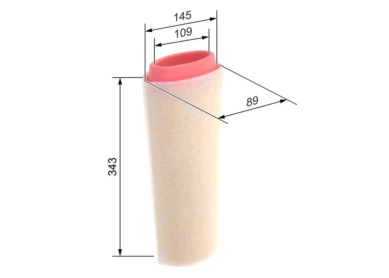 BOSCH Luftfilter 1457433588 Filterindsats outer_diameter_mm_497|Yderdiameter [mm]|145 width_mm_206|Bredde [mm]|145 height_mm_209|Højde [mm]|377 quanti