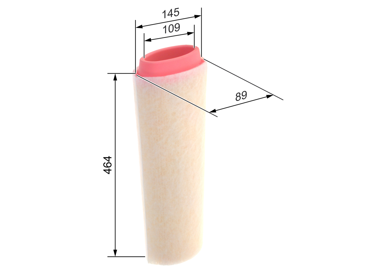 BOSCH Luftfilter 1457433589 Filterindsats outer_diameter_mm_497|Yderdiameter [mm]|145 height_mm_209|Højde [mm]|498 quantity_563|Mængde|1 length_mm_203