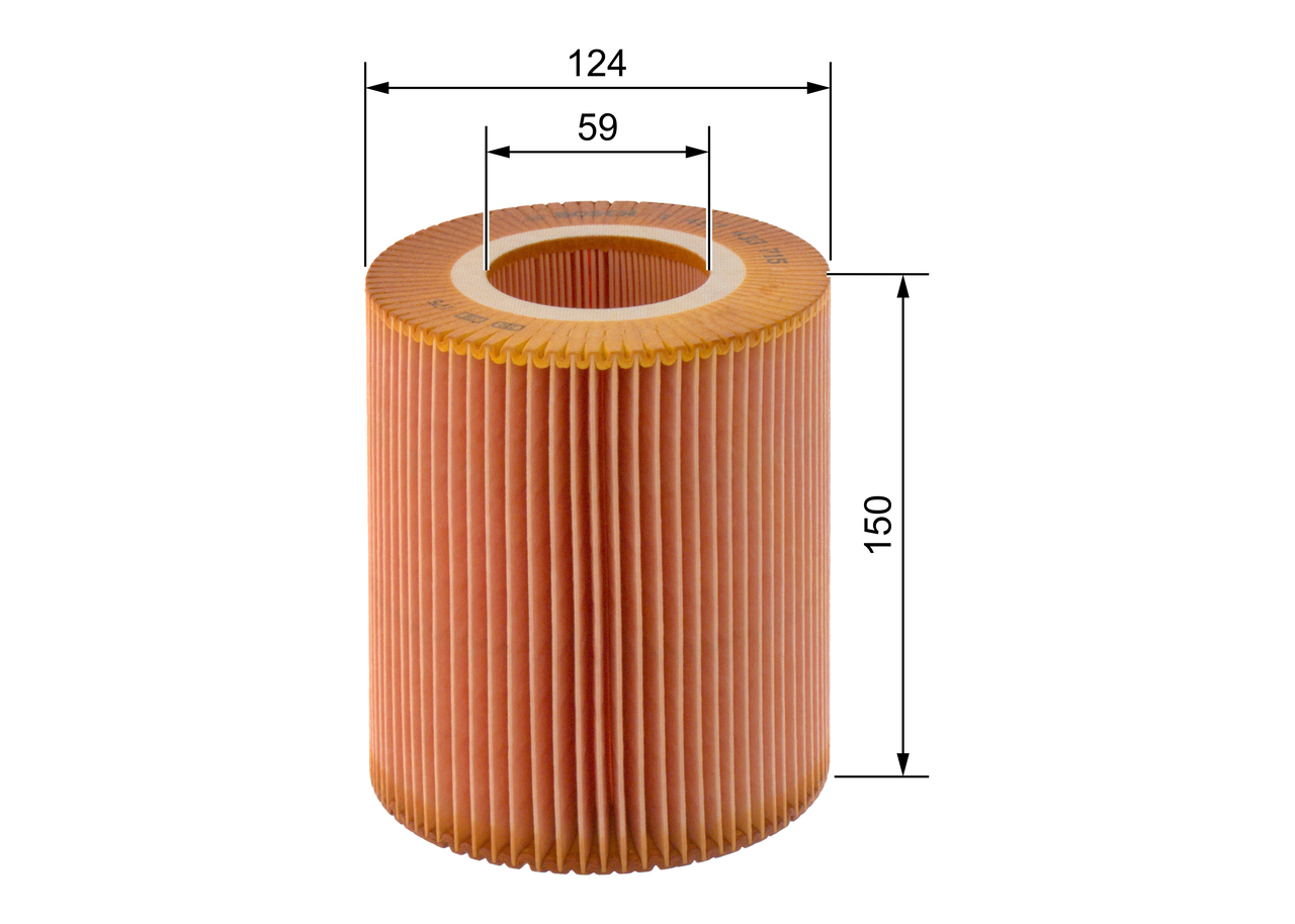 BOSCH Luftfilter 1457433715 Filterindsats outer_diameter_mm_497|Yderdiameter [mm]|123 diameter_2_mm_342|Diameter 2 [mm]|59 width_mm_206|Bredde [mm]|12