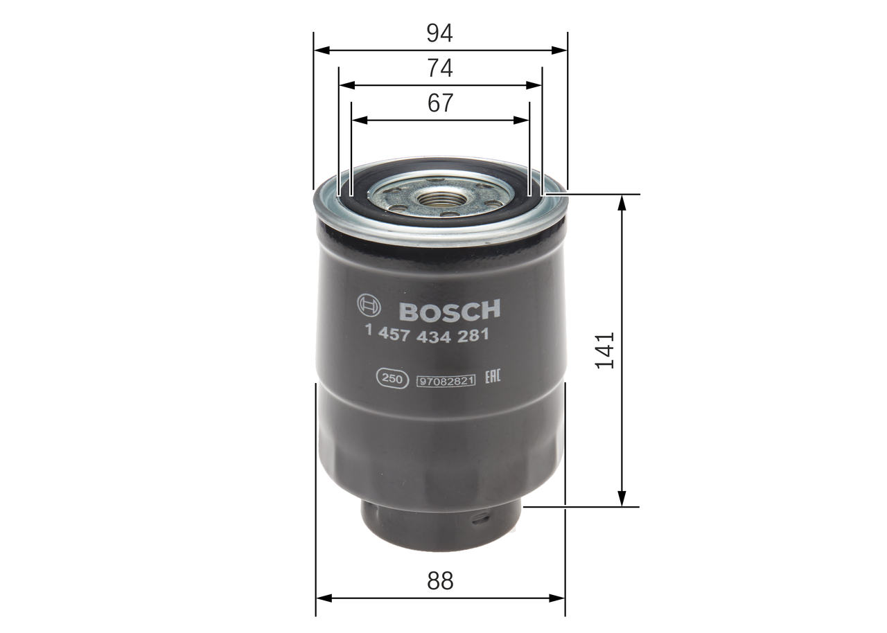 BOSCH Brændstof-filter 1457434281 Påskruet 145mm for FORD NISSAN