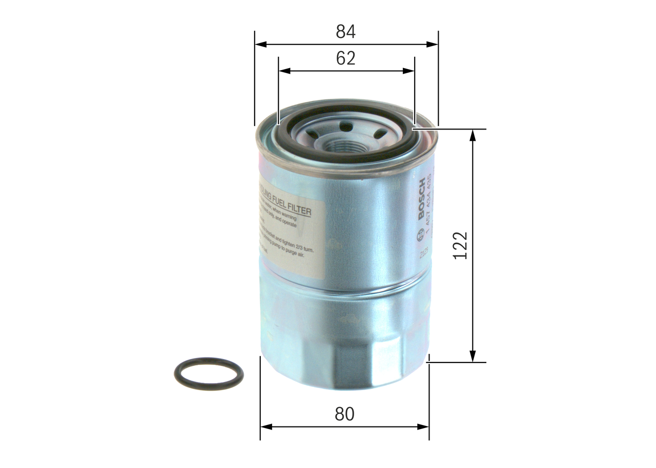 BOSCH Brændstof-filter 1457434435 Påskruet 122mm for OPEL ISUZU MAZDA MITSUBISHI KIA