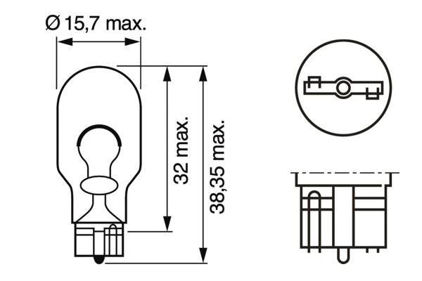 BOSCH Pære, blinklys 1987301049 W16W for YAMAHA IVECO VW