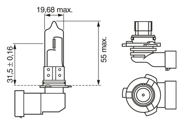 BOSCH Pære, fjernlys 1987301131 HB3 for BMW FIAT JAGUAR VW