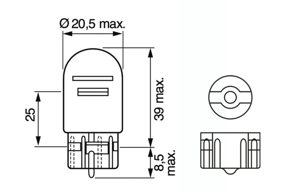 BOSCH Pære, baglygte 1987301079 W21/5W for VW