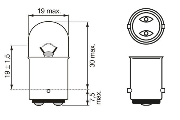 BOSCH Pære, baglygte 1987302237 R5W for LAND ROVER CITROËN VOLVO IVECO DAF HOLDEN BMW VAUXHALL HOBBYCAR VW PEUGEOT MAN MERCEDES-BENZ PORSCHE SKODA YA