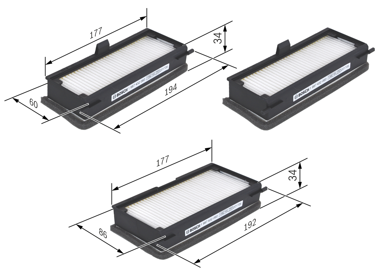 BOSCH Kabineluftfilter 1 987 432 060 for LANCIA FIAT PEUGEOT CITROËN
