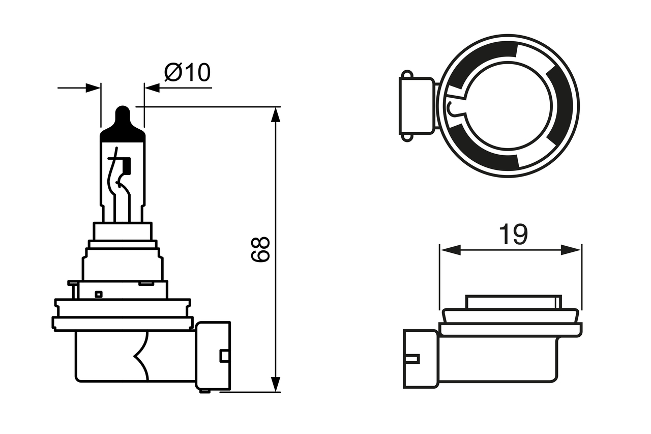 BOSCH Pære, tågelygte 1 987 302 089 H16
