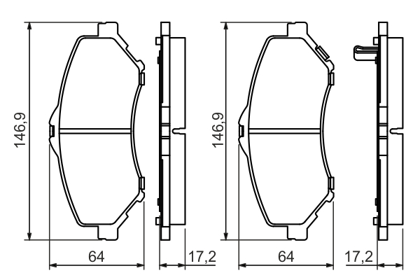 BOSCH Bremseklodser 0986494493 for LANCIA JEEP CHRYSLER DODGE VW