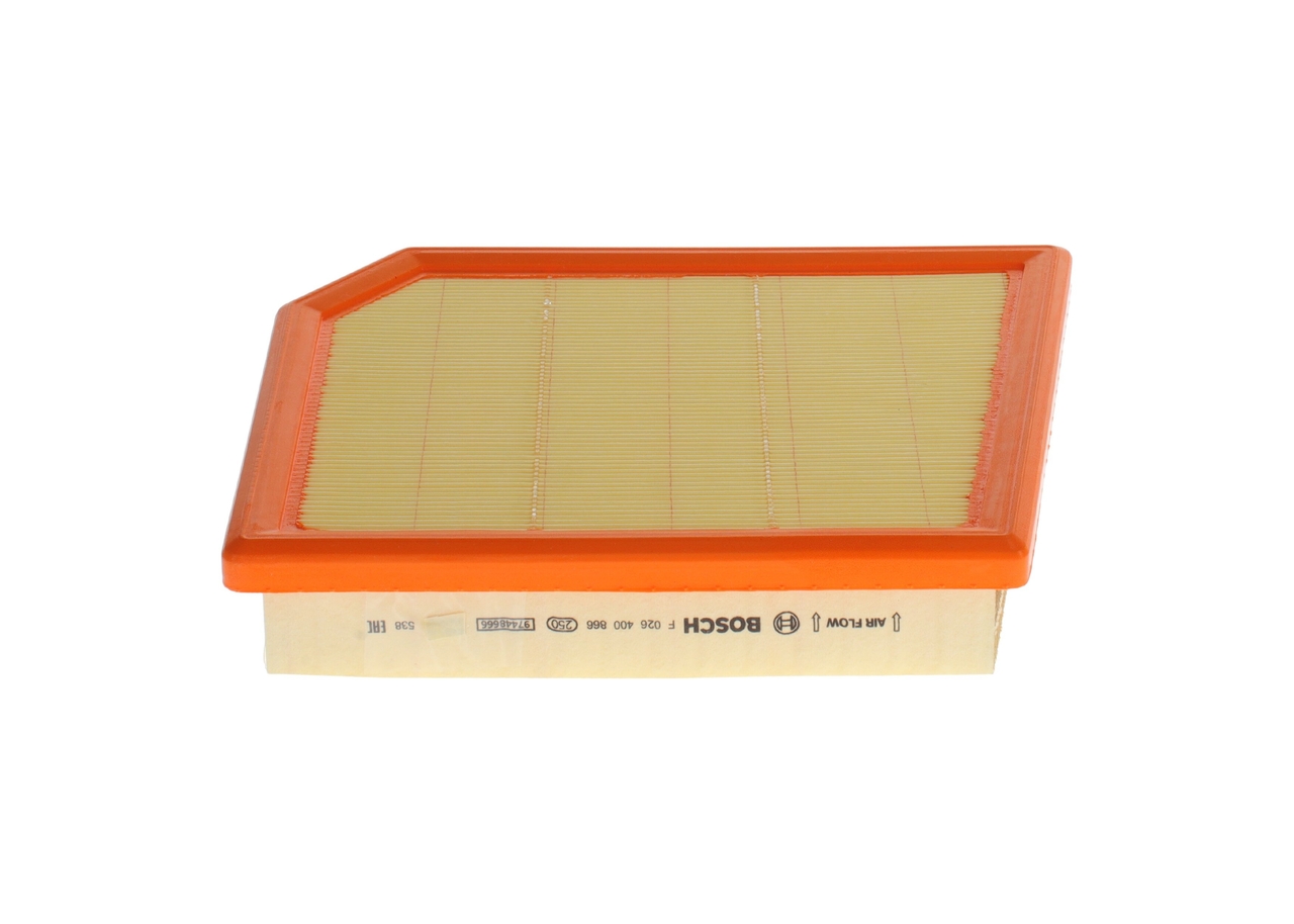 BOSCH Luftfilter f026400866 Filterindsats length_mm_203|Længde [mm]|289 width_mm_206|Bredde [mm]|225 height_mm_209|Højde [mm]|52 52mm for BMW