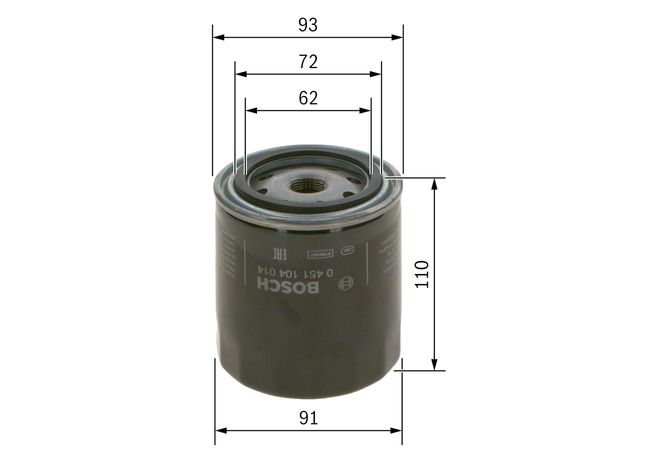BOSCH Oliefilter 0451104014 Påskruet 110mm 3/4 16 UNF-2B for DODGE ROVER LAND ROVER FORD MERCEDES-BENZ CHEVROLET