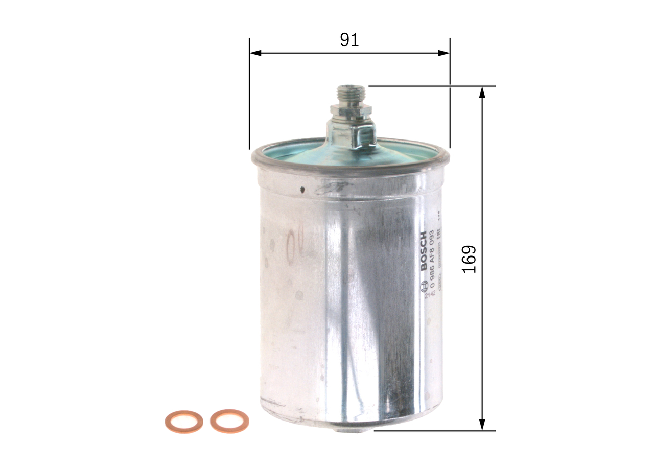 BOSCH Brændstof-filter 0986af8093 Lednings 169mm for GMC MERCEDES-BENZ