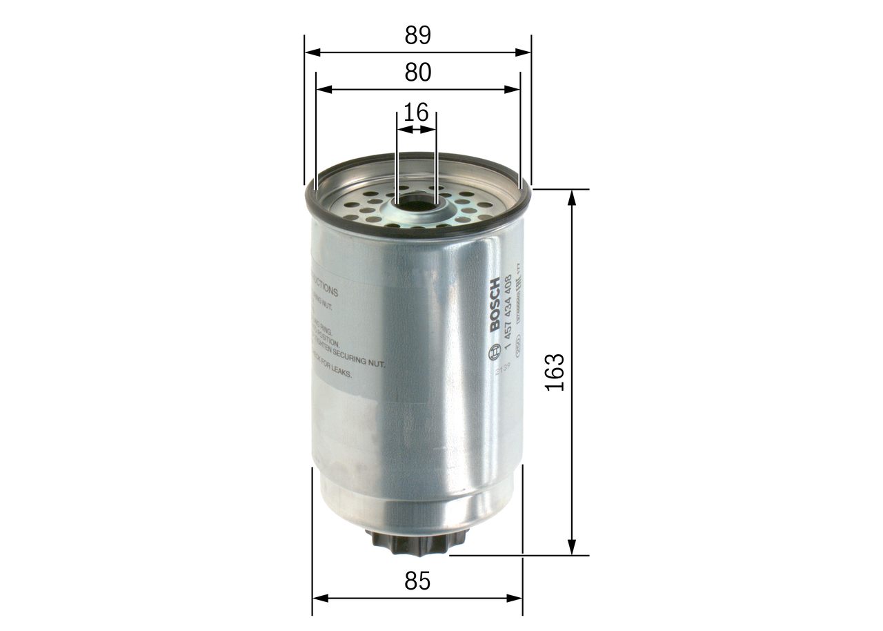 BOSCH Brændstof-filter 1457434408 Påskruet 162,5mm for FORD