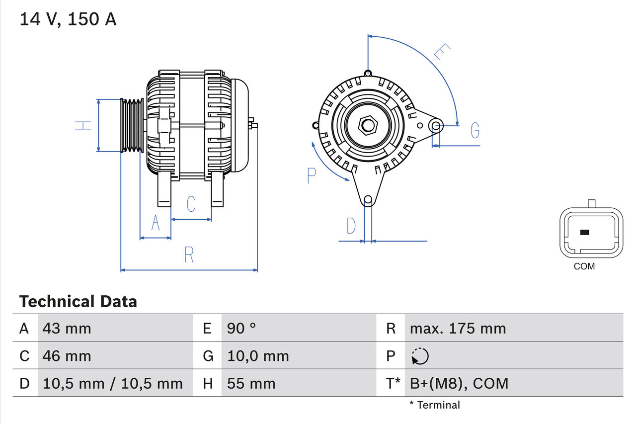 BOSCH Generator 0986082240 for VAUXHALL PEUGEOT FIAT