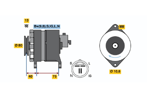 BOSCH Generator 0986041771 for OPEL CHEVROLET ISUZU VAUXHALL