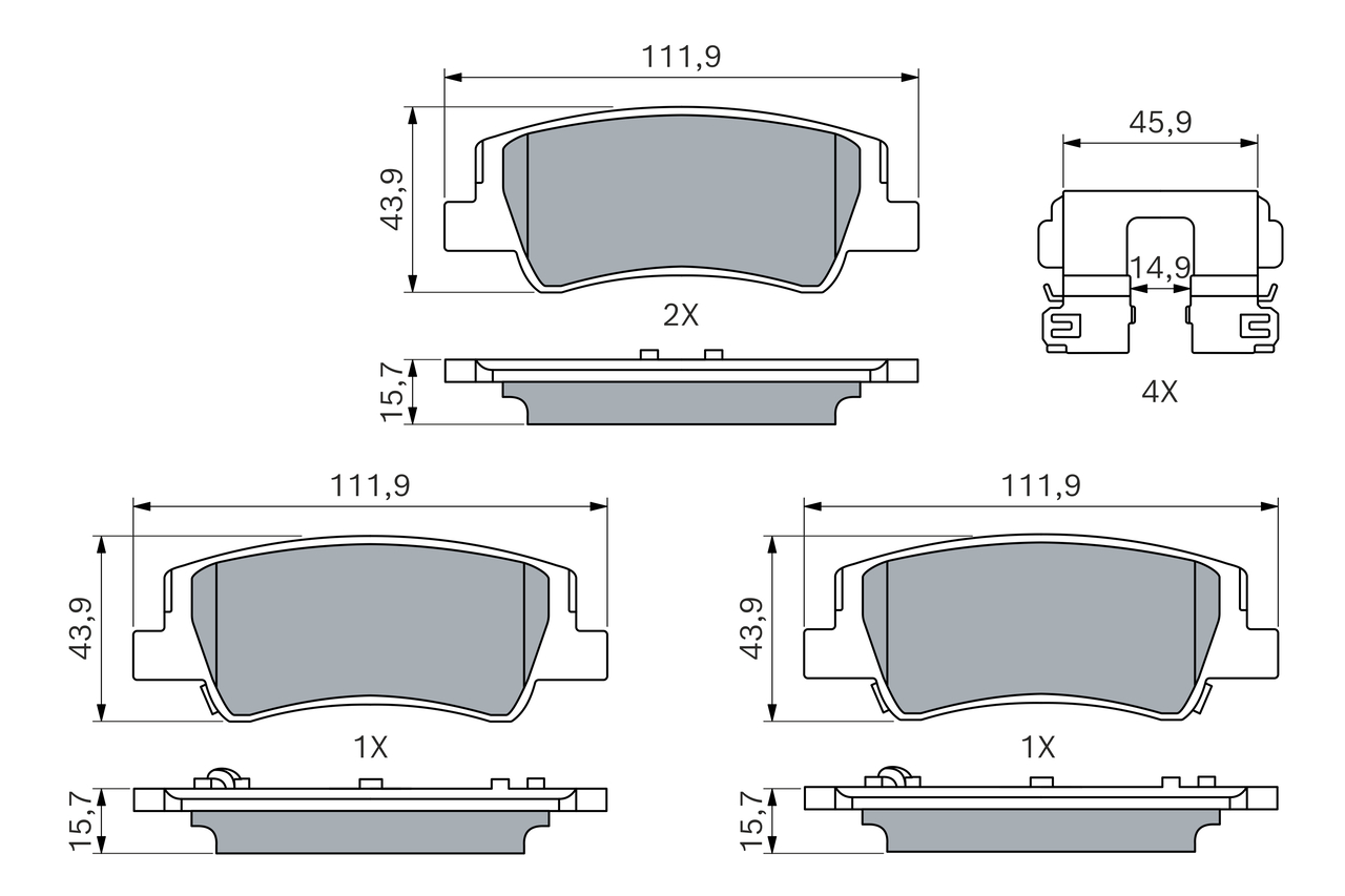 BOSCH Bremseklodser 0986460236 for KIA