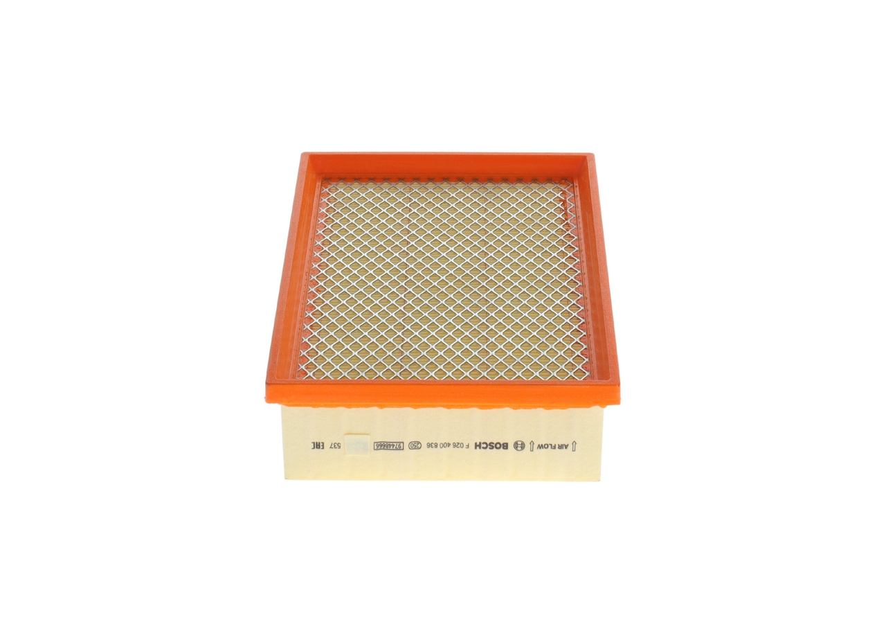 BOSCH Luftfilter f026400836 Filterindsats length_mm_203|Længde [mm]|246 width_mm_206|Bredde [mm]|161 height_mm_209|Højde [mm]|58 58mm for JAGUAR