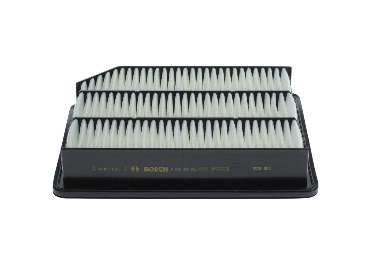 BOSCH Luftfilter F 026 400 831 Filterindsats length_mm_203|Længde [mm]|302 width_mm_206|Bredde [mm]|245 height_mm_209|Højde [mm]|57 57mm for SSANGYON
