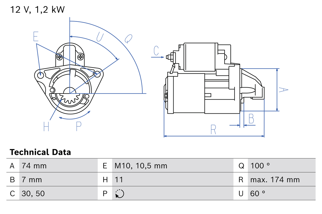 BOSCH Starter 0986029260 for MAZDA