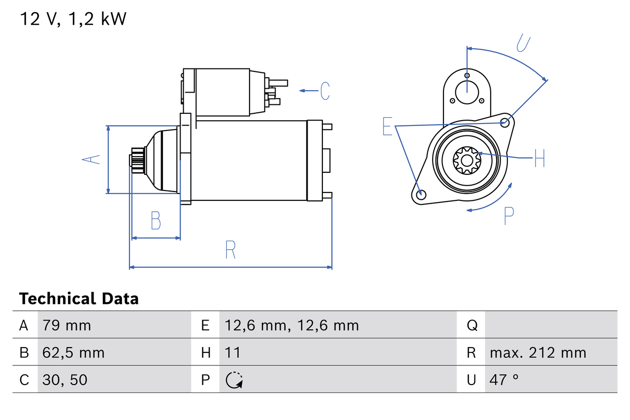 BOSCH Starter 0986026000 for VW