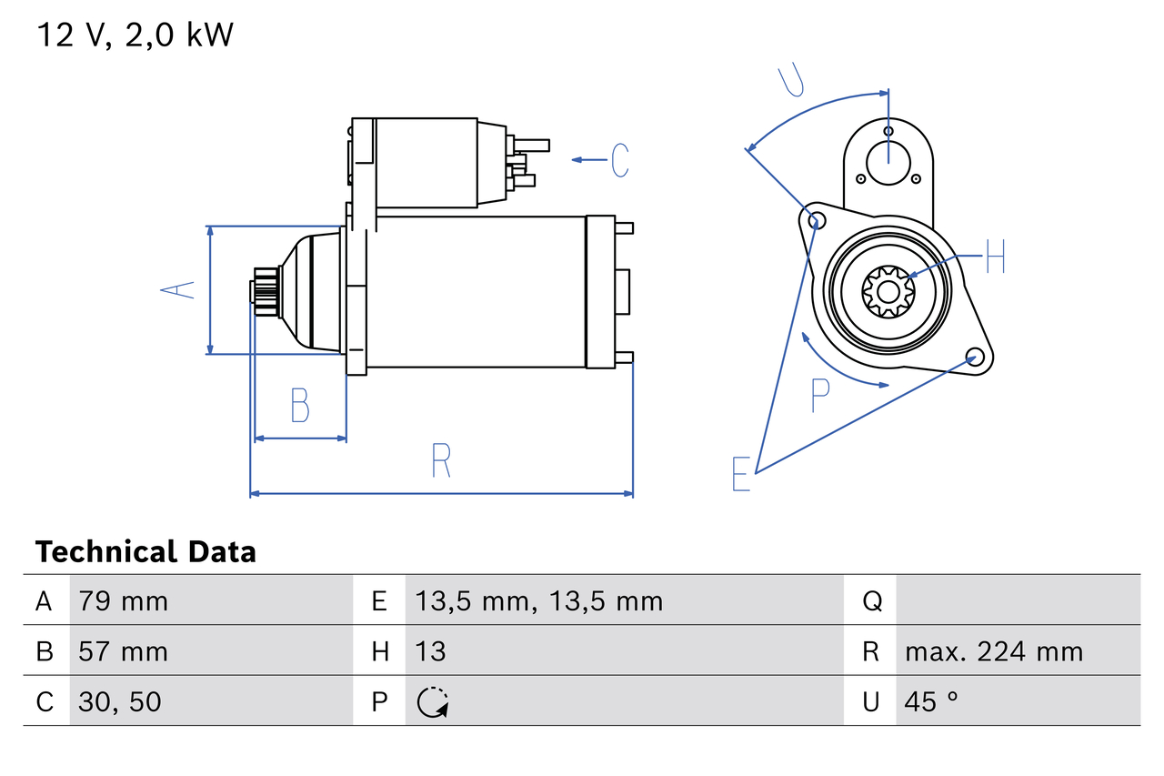 BOSCH Starter 0986029240 for VW