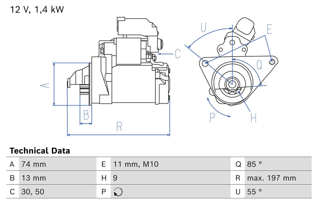 BOSCH Starter 0986026110 for TOYOTA
