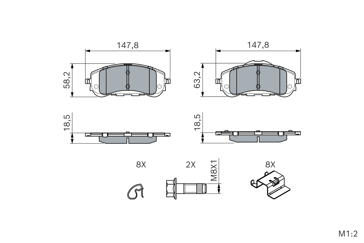 BOSCH Bremseklodser 0986494714 for PEUGEOT VAUXHALL TOYOTA
