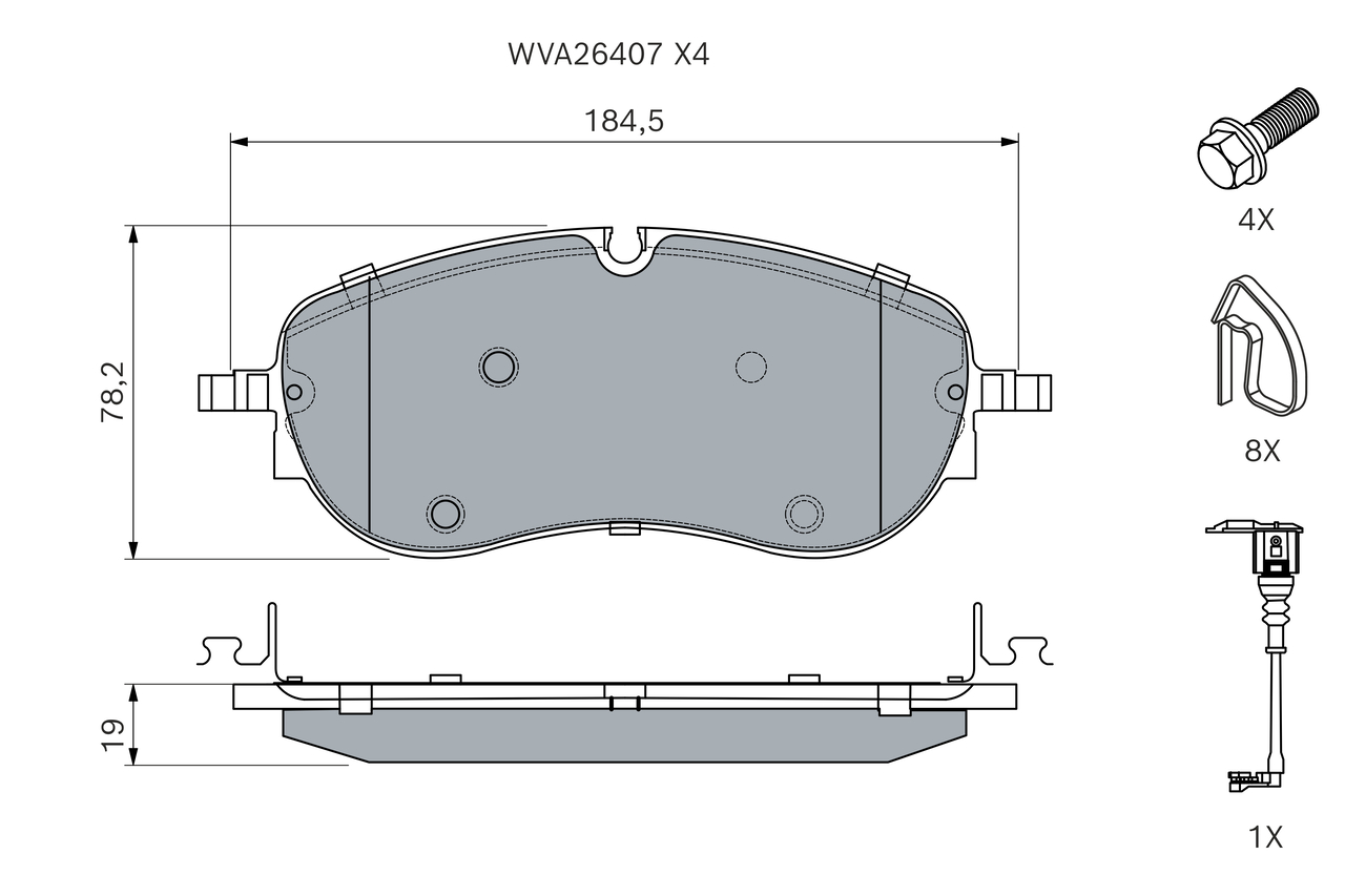 BOSCH Bremseklodser 0986460281 for VW SKODA