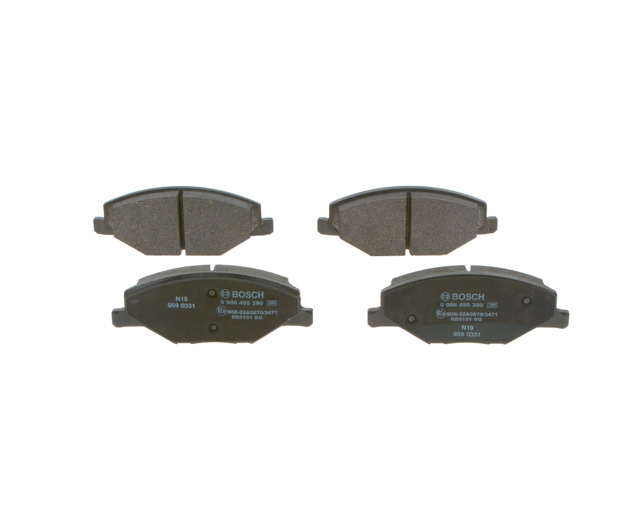 BOSCH Bremseklodser 0986495390 for VW