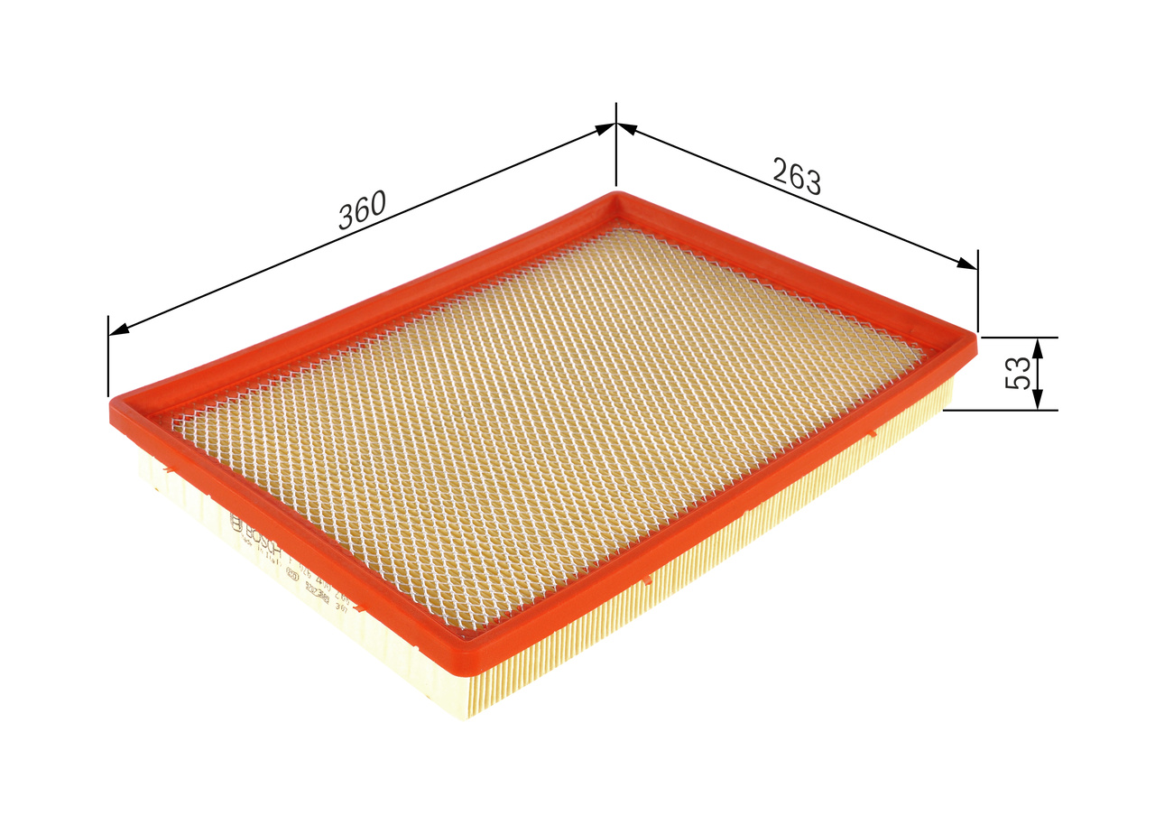 BOSCH Luftfilter f026400266 Filterindsats length_mm_203|Længde [mm]|360 width_mm_206|Bredde [mm]|264 height_mm_209|Højde [mm]|59 59mm for OPEL VAUXHA