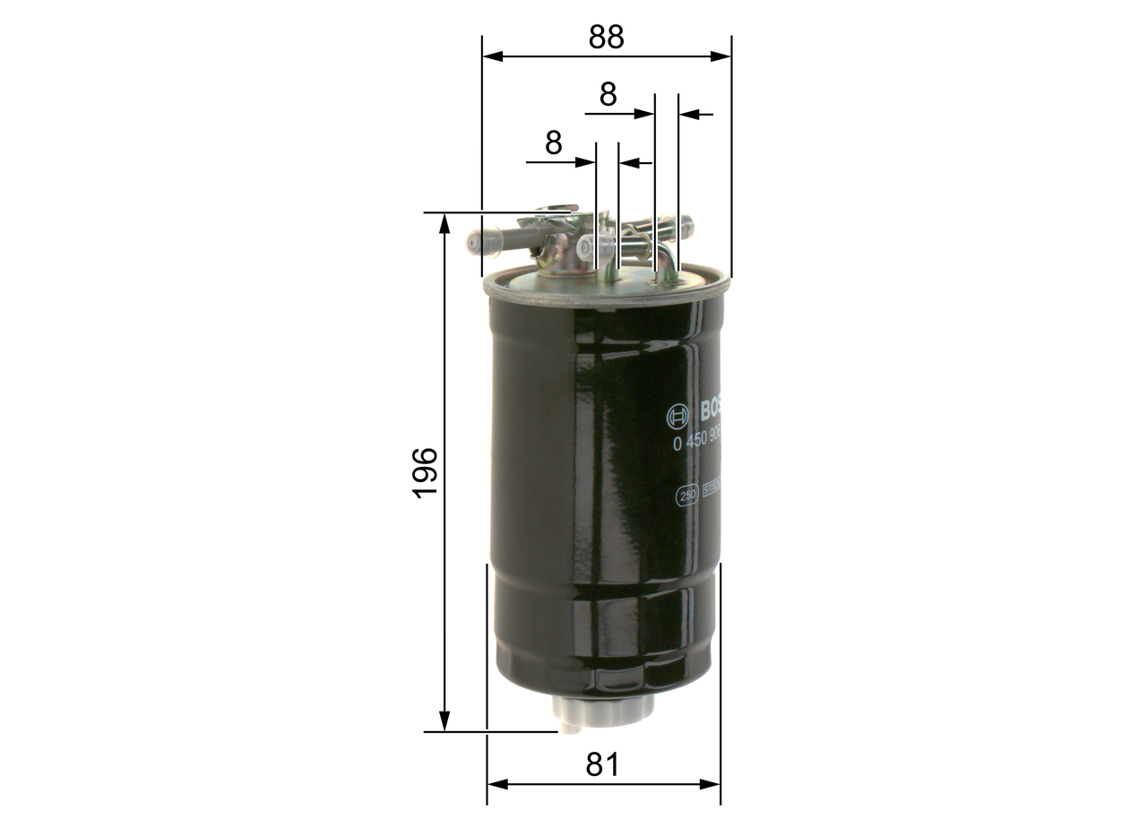 BOSCH Brændstof-filter 0450906295 Lednings 200mm for FIAT SKODA VW