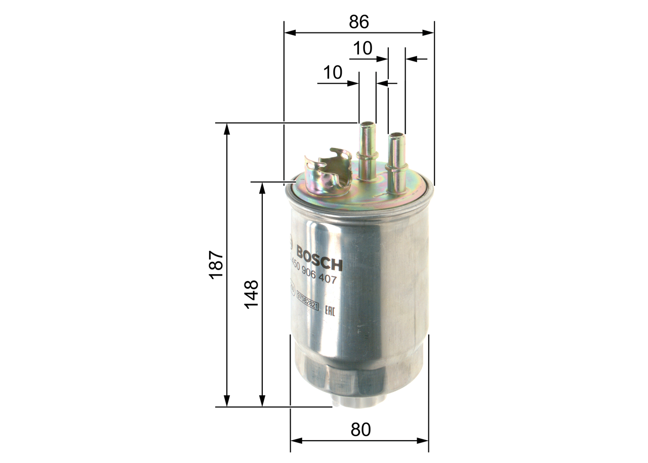 BOSCH Brændstof-filter 0450906407 Lednings 191mm for FORD