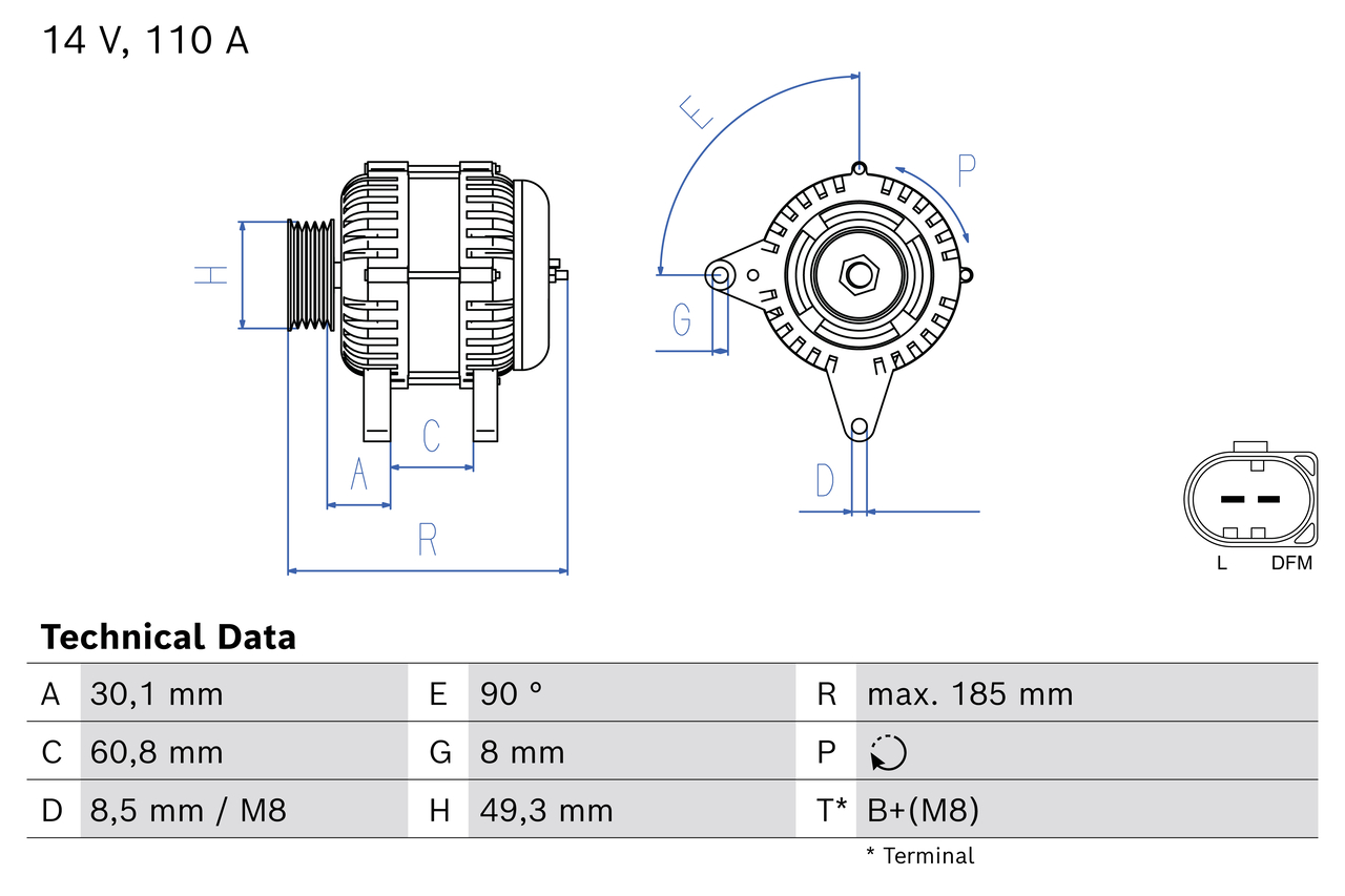 BOSCH Generator 0986086330 for VW