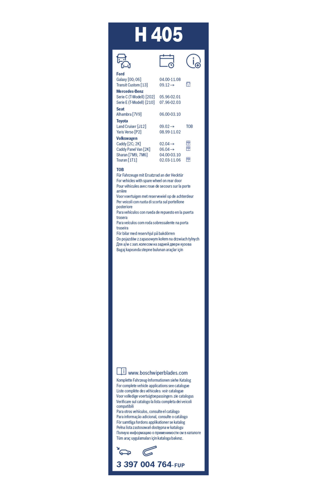 BOSCH Viskerblad 3397004764 for FORD MERCEDES-BENZ VW TOYOTA