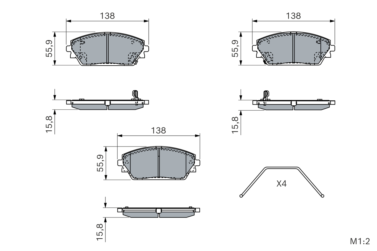 BOSCH Bremseklodser 0986460232 for MAZDA