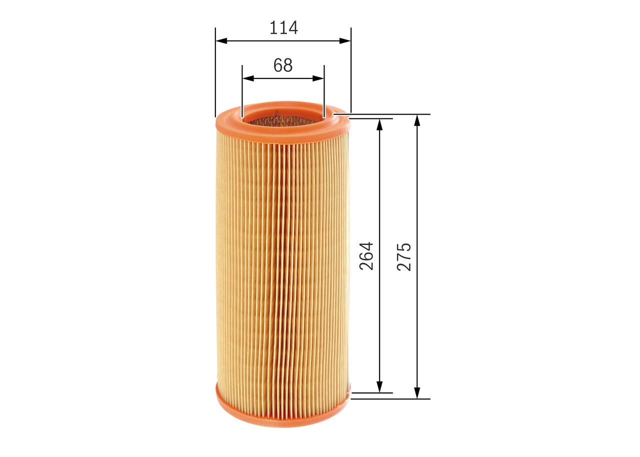 BOSCH Luftfilter 1457433553 Filterindsats outer_diameter_mm_497|Yderdiameter [mm]|114 diameter_1_mm_341|Diameter 1 [mm]|68 height_mm_209|Højde [mm]|27