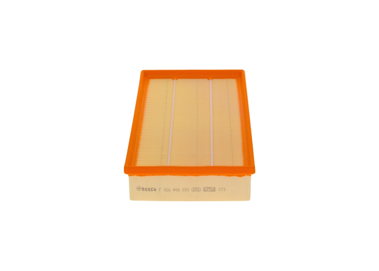 BOSCH Luftfilter f026400033 Filterindsats length_mm_203|Længde [mm]|280 width_mm_206|Bredde [mm]|180 height_mm_209|Højde [mm]|57 57mm for NISSAN