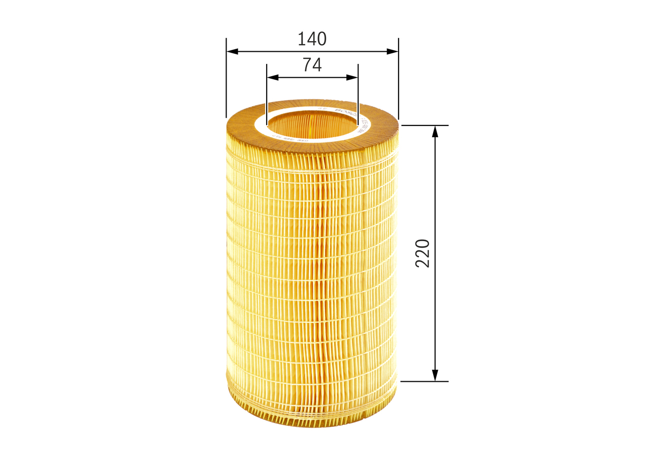 BOSCH Luftfilter f026400204 Filterindsats outer_diameter_mm_497|Yderdiameter [mm]|139,5 diameter_1_mm_341|Diameter 1 [mm]|74,4 height_mm_209|Højde [mm