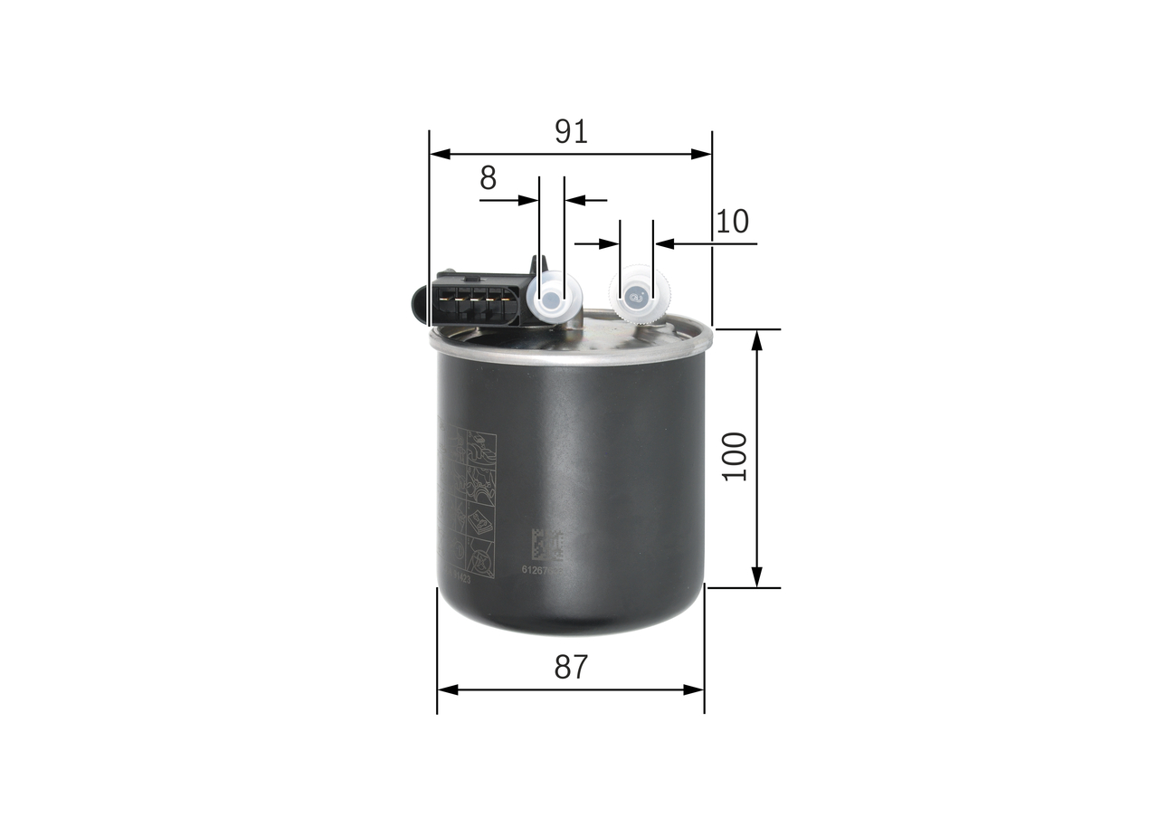 BOSCH Brændstof-filter f026402838 Lednings 100mm for MERCEDES-BENZ
