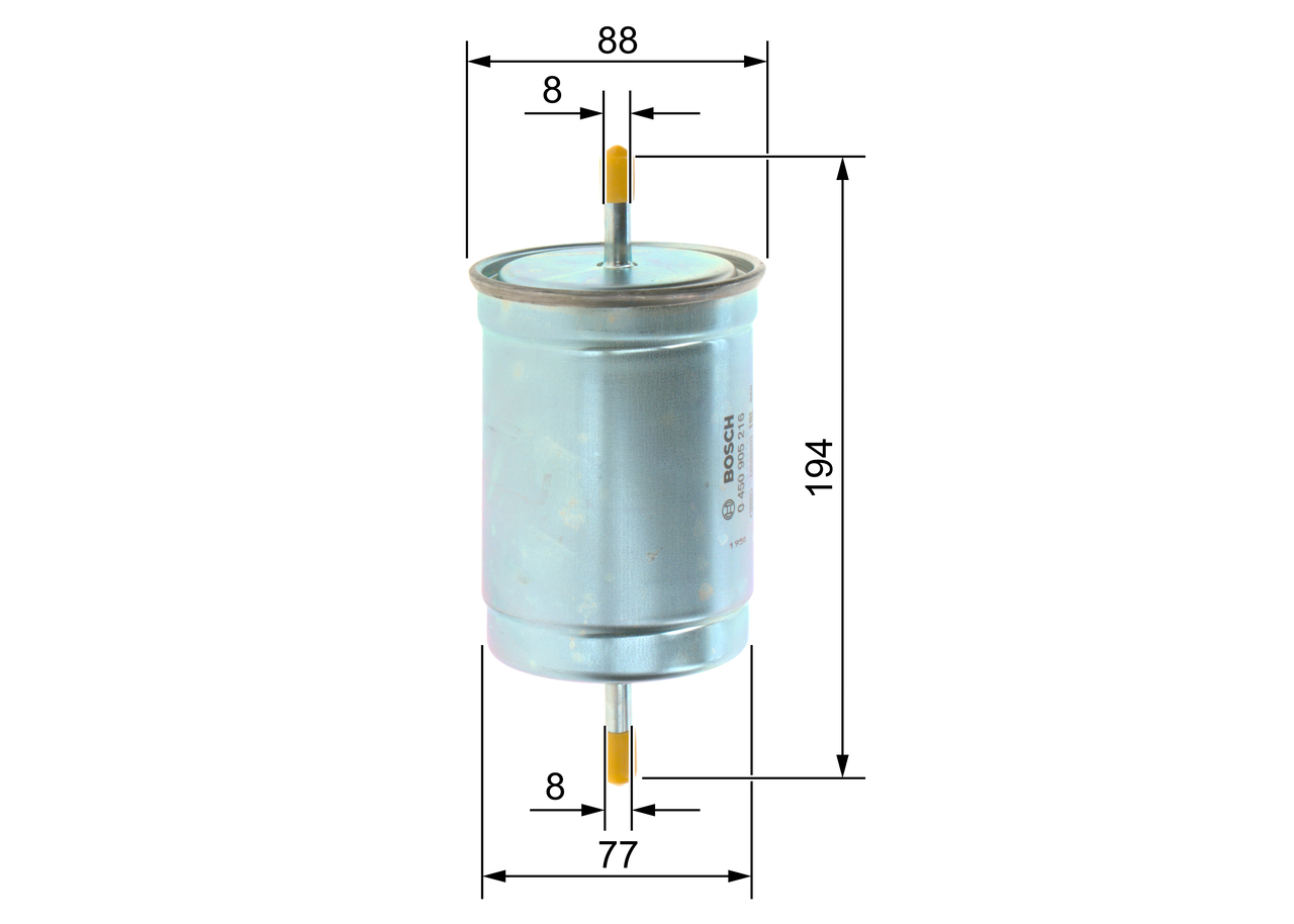 BOSCH Brændstof-filter 0450905216 Lednings 194mm for VOLVO GMC