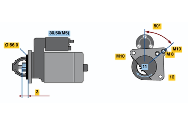 BOSCH Starter 0986020131 for OPEL VOLVO VAUXHALL MITSUBISHI NISSAN RENAULT SUZUKI