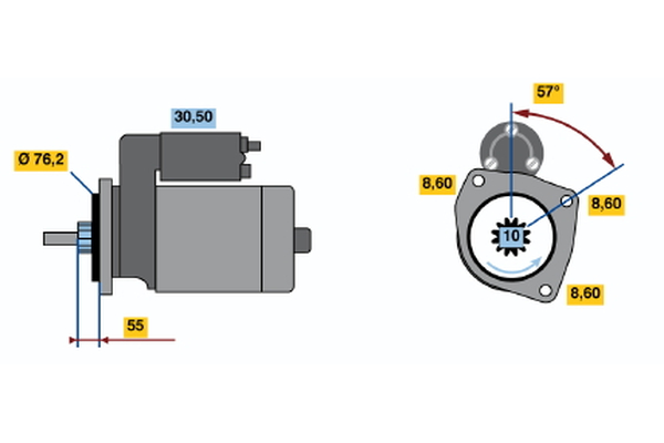 BOSCH Starter 0986016340 for VW