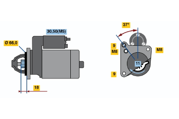 BOSCH Starter 0986021651 for VAUXHALL PEUGEOT FIAT TOYOTA