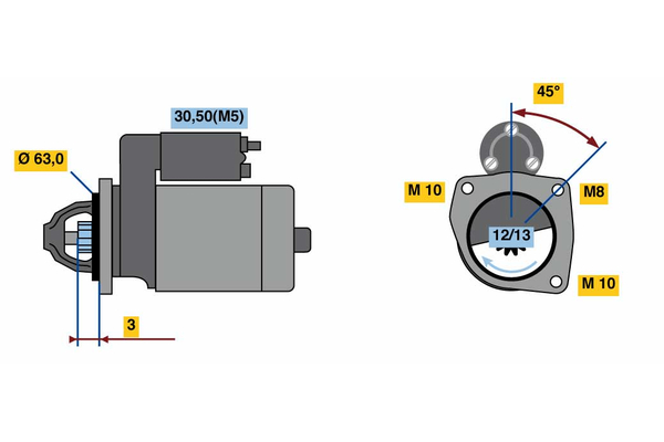 BOSCH Starter 0986022800 for MERCEDES-BENZ NISSAN DACIA RENAULT